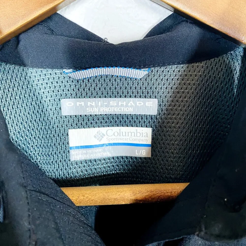 Columbia Long Sleeve Hidden Button Shirt Black Fishing Sport Casual - L - Picture 4 of 4